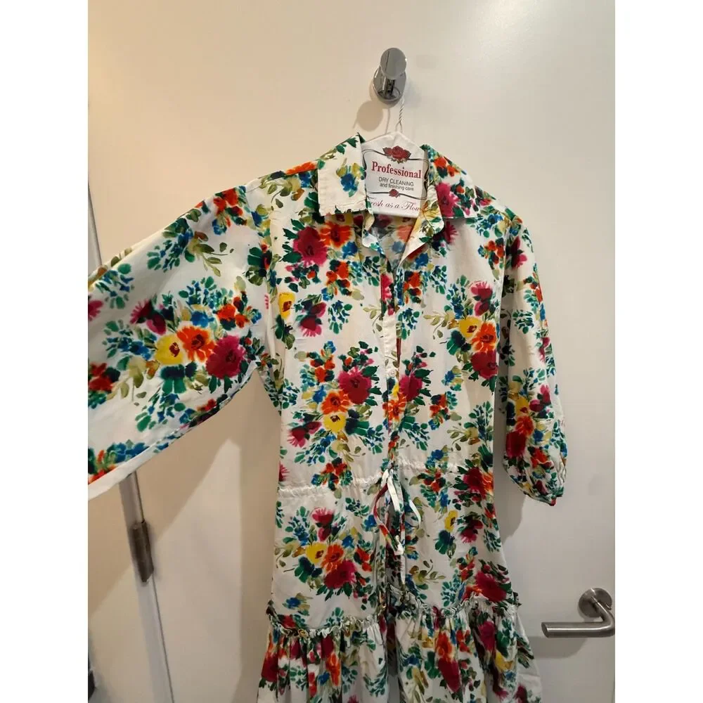 Cara Cara Multicolor Floral Long Sleeve Midi Dress XS Like New